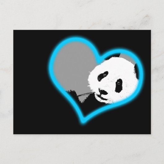 Panda Liebe. Neonlicht. Postkarte (Vorderseite)