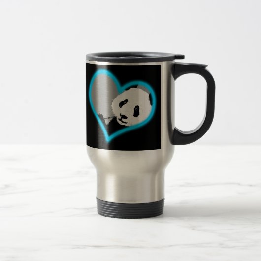Panda Liebe. Neonlicht. Reisebecher (Rechts)