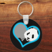 Panda Liebe. Neonlicht. Schlüsselanhänger (Vorderseite)
