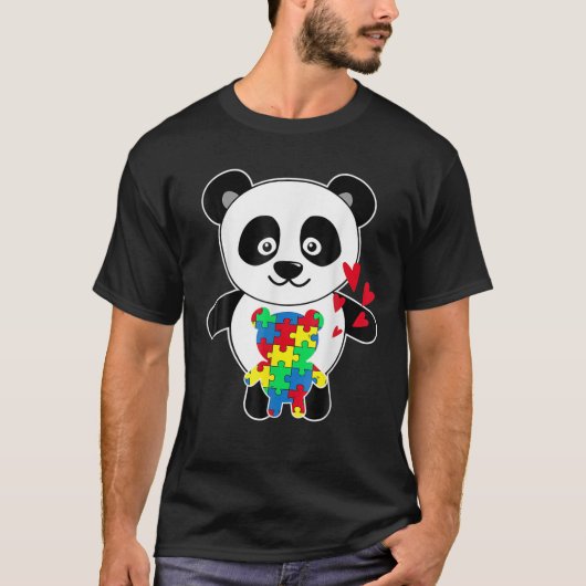 Panda Liebe Puzzle Autismus Bewusstsein T-Shirt (Vorderseite)