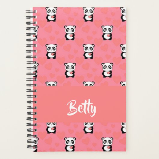 Panda-Liebe-Rosa-Muster Planer (Vorderseite)
