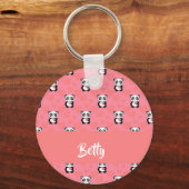 Panda Liebe rosa Muster Schlüsselanhänger (Vorderseite)