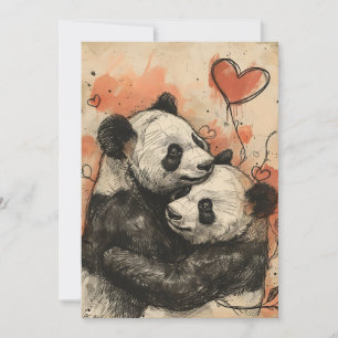 Panda Liebe Valentine Feiertagskarte