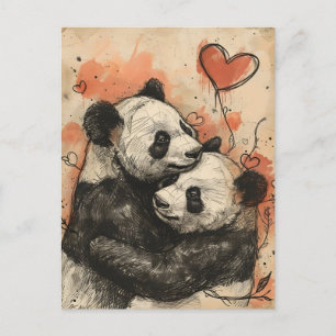 Panda Liebe Valentine Postkarte