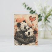Panda Liebe Valentine Postkarte (Stehend Vorderseite)