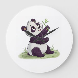 Panda-Liebhaber-Uhr   Lustiger Tier-Wandschmuck Große Wanduhr