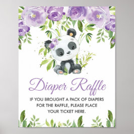 Panda Lila Blumengrün Bamboo Diaper Raffle Poster