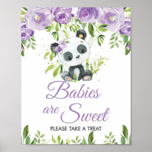 Panda Lila Blumengrün Bamboo Leckerei Favoriten Poster