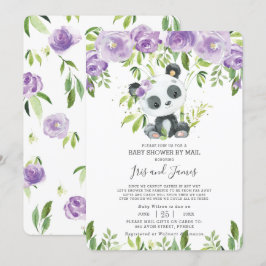 Panda Lila Floral Virtual Baby Dusche per Mail Einladung