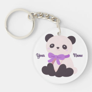 Panda Lila Schleife Süß Kawaii Benutzername  Schlüsselanhänger