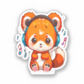 Panda Listening to Kpop Music Aufkleber (Vorderseite)