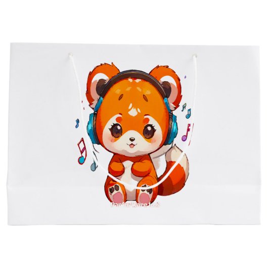 Panda Listening to Kpop Music Große Geschenktüte (Rückseite)