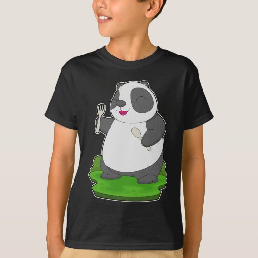 Panda Löffel Gabel T-Shirt (Vorderseite)