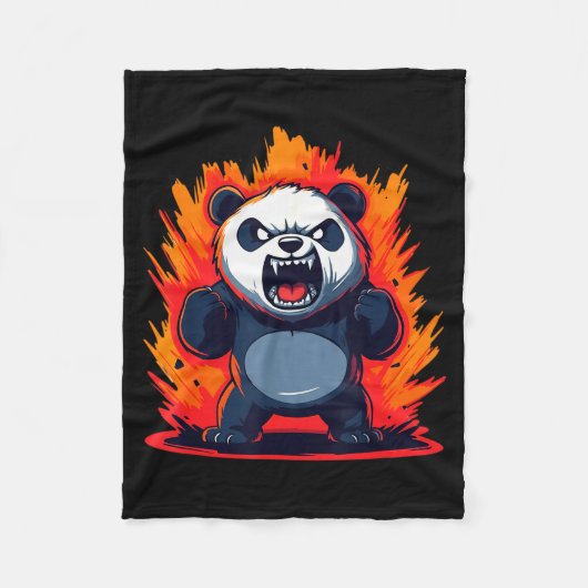 Panda Looking Angry Graphic Funny Panda Kawaii Fleecedecke (Vorderseite)