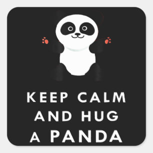 Panda Lover   Kepp Calm und Liebe Panda Quadratischer Aufkleber