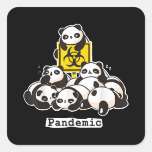 Panda Lovers   Niedliche Panda Funny Pandemic Quadratischer Aufkleber
