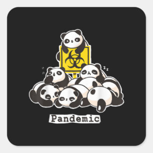 Panda Lovers Niedliche Panda Funny Pandemic Quadratischer Aufkleber