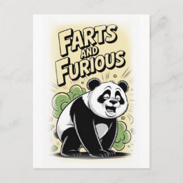 Panda macht einen Furz auf einem Weißen Feiertagspostkarte
