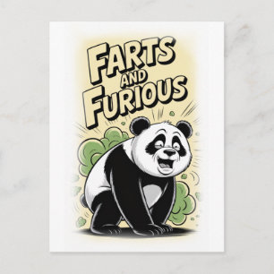 Panda macht einen Furz auf einem Weißen Feiertagspostkarte