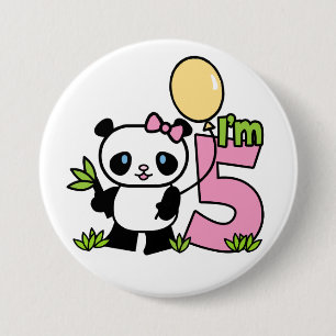 Panda-Mädchen-6. Geburtstag Button