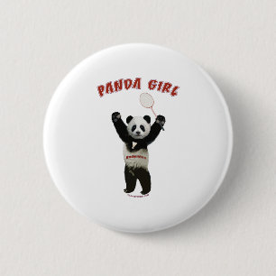 Panda-Mädchen-Badminton Button