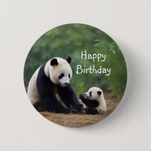 Panda Mama und Baby Button