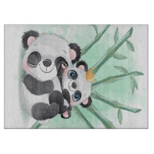 Panda Mama und Baby Geschenk für Kinder Schneidebrett
