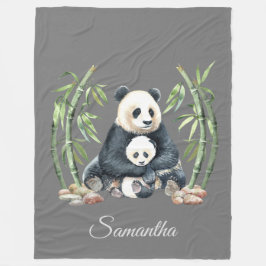 Panda Mama und Baby Personalisiert Gray Fleecedecke