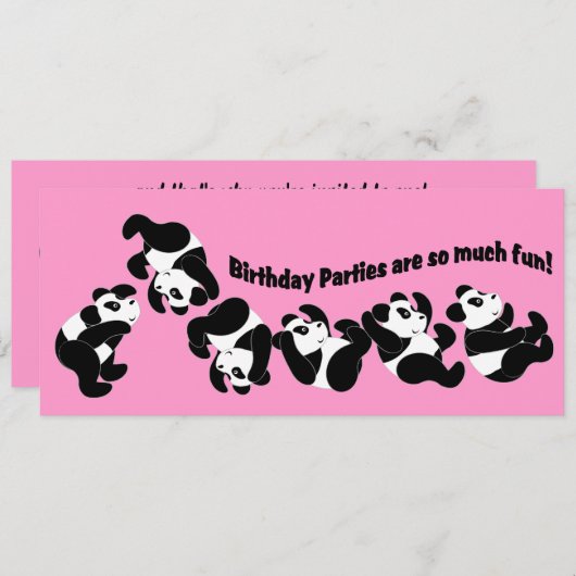 Panda Mania Einladung (Vorne/Hinten)