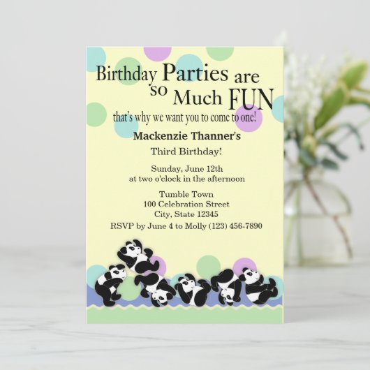 Panda Mania Einladung (Stehend Vorderseite)