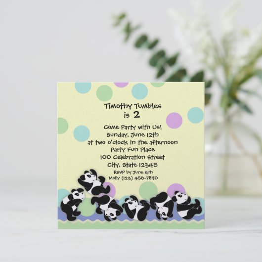 Panda Mania Einladung (Stehend Vorderseite)