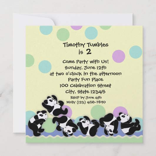 Panda Mania Einladung (Vorderseite)