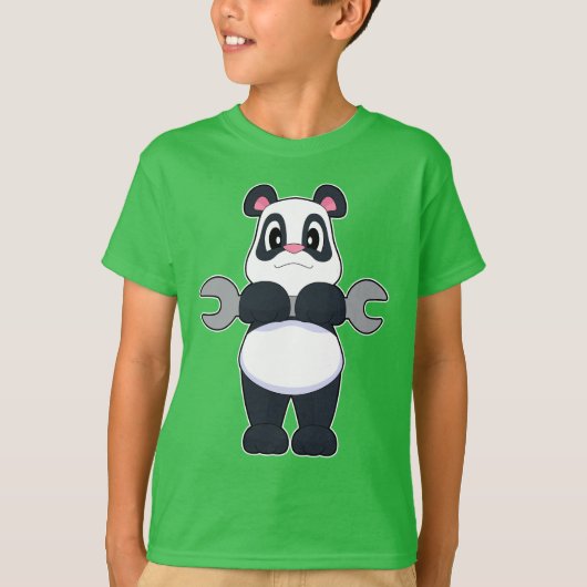 Panda Mechanic Wrench T-Shirt (Vorderseite)
