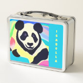 Panda - mehrfarbiger Hintergrund Metall Brotdose (Rückseite)