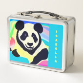 Panda - mehrfarbiger Hintergrund Metall Brotdose (Vorderseite)