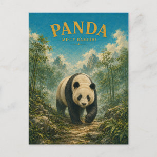 Panda Misty Bamboo Wasserfarbe GeoSaga Postkarte
