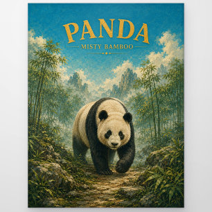 Panda Misty Bamboo Wasserfarbe GeoSaga Postkarte
