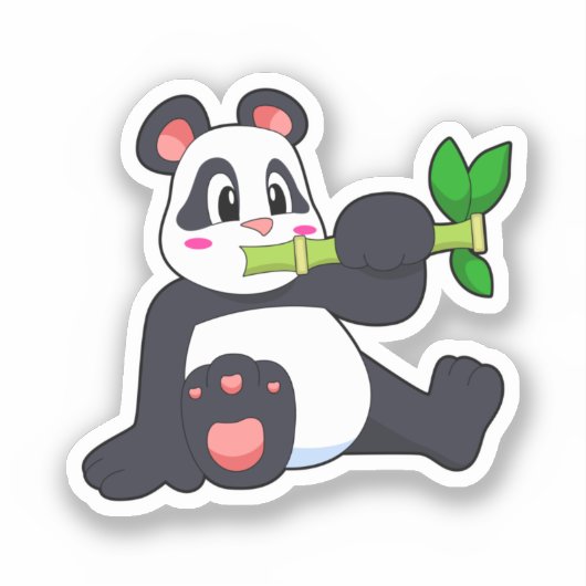 Panda mit Bamboo Aufkleber (Vorderseite)