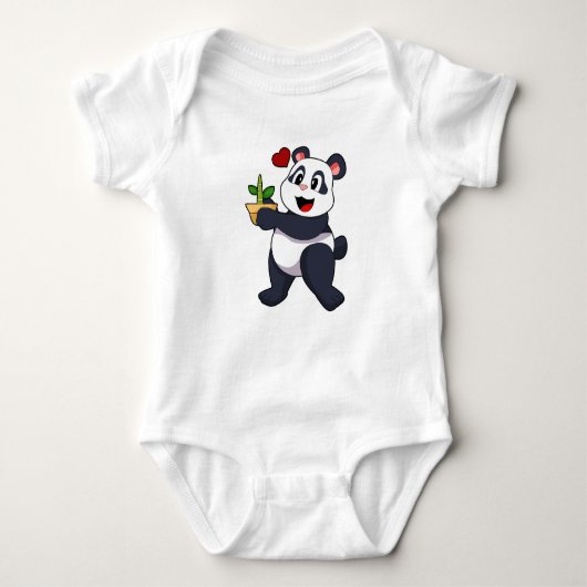 Panda mit Bamboo-Blume Baby Strampler (Vorderseite)