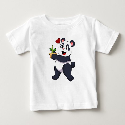 Panda mit Bamboo-Blume Baby T-shirt (Vorderseite)