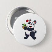 Panda mit Bamboo-Blume Button (Vorne & Hinten)