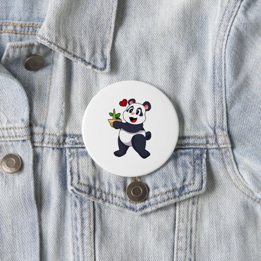 Panda mit Bamboo-Blume Button (Beispiel)