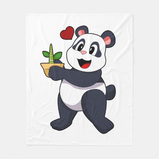 Panda mit Bamboo-Blume Fleecedecke (Vorderseite)