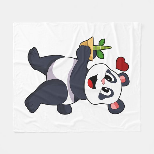 Panda mit Bamboo-Blume Fleecedecke (Vorderseite (Horizontal))