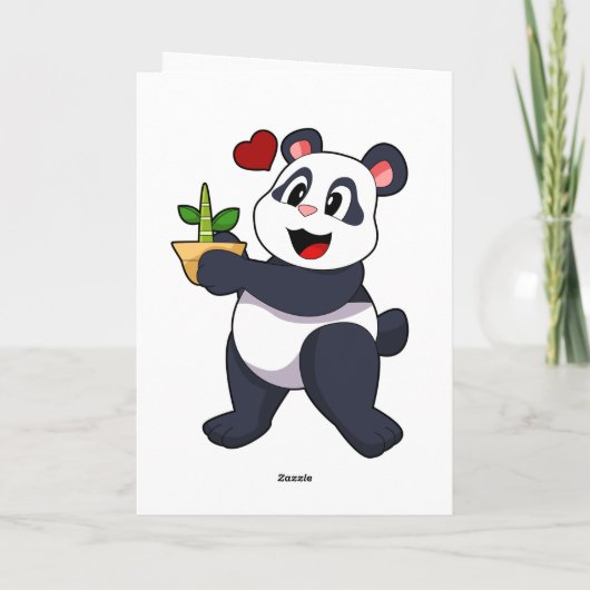 Panda mit Bamboo-Blume Karte (Rückseite)