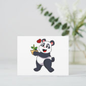 Panda mit Bamboo-Blume Postkarte (Stehend Vorderseite)