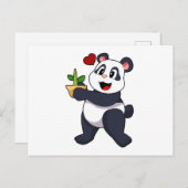 Panda mit Bamboo-Blume Postkarte (Vorne/Hinten)