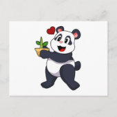 Panda mit Bamboo-Blume Postkarte (Vorderseite)
