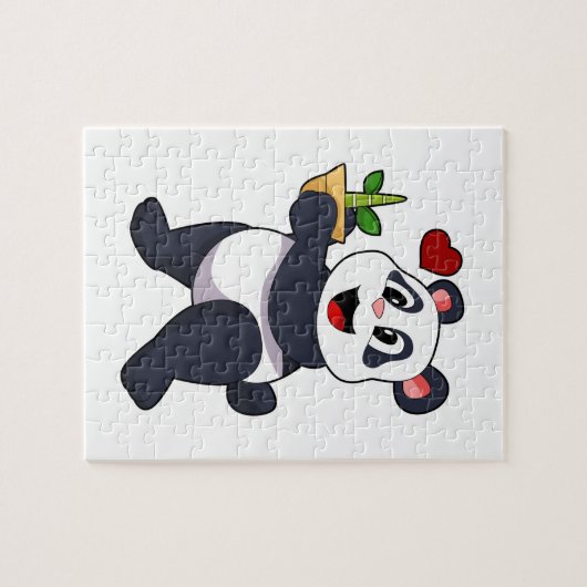 Panda mit Bamboo-Blume Puzzle (Horizontal)