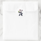 Panda mit Bamboo-Blume Runder Aufkleber (Tasche)